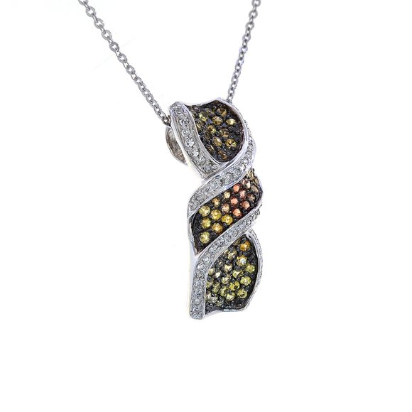 0.75 Ct.tw Multi-Color Topaz And 0.30 Ct. tw. Diamond Pendant 14K Gold - Picture 2 of 5